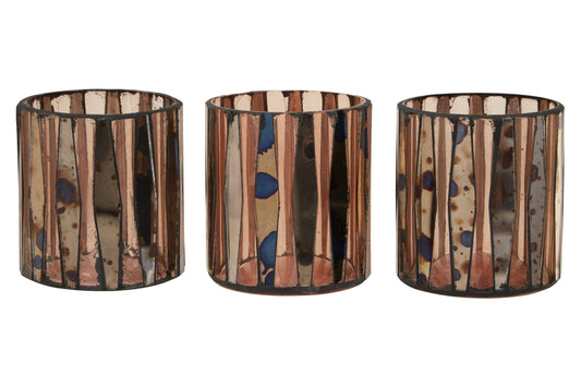 Luxe Decor Set of 3 Pink Glass Tealight Holders | Bali & Blue