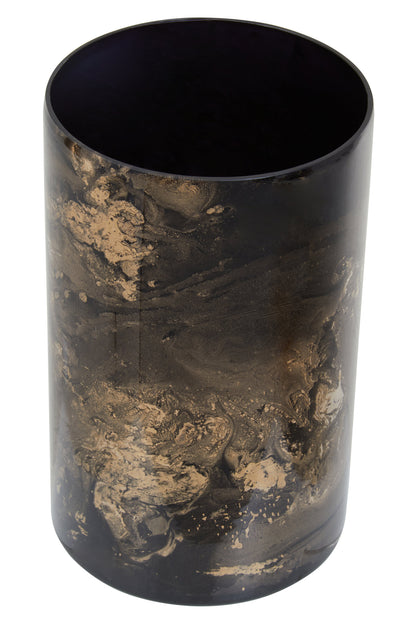 Luxe Decor Large Black Gold Marble Glass Candle Holder