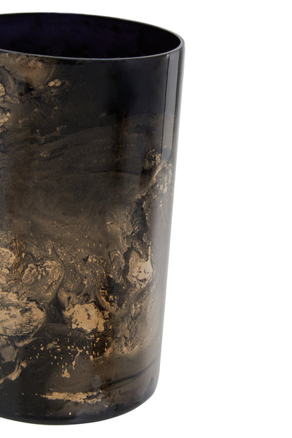 Luxe Decor Large Black Gold Marble Glass Candle Holder