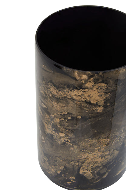 Luxe Decor Large Black Gold Marble Glass Candle Holder