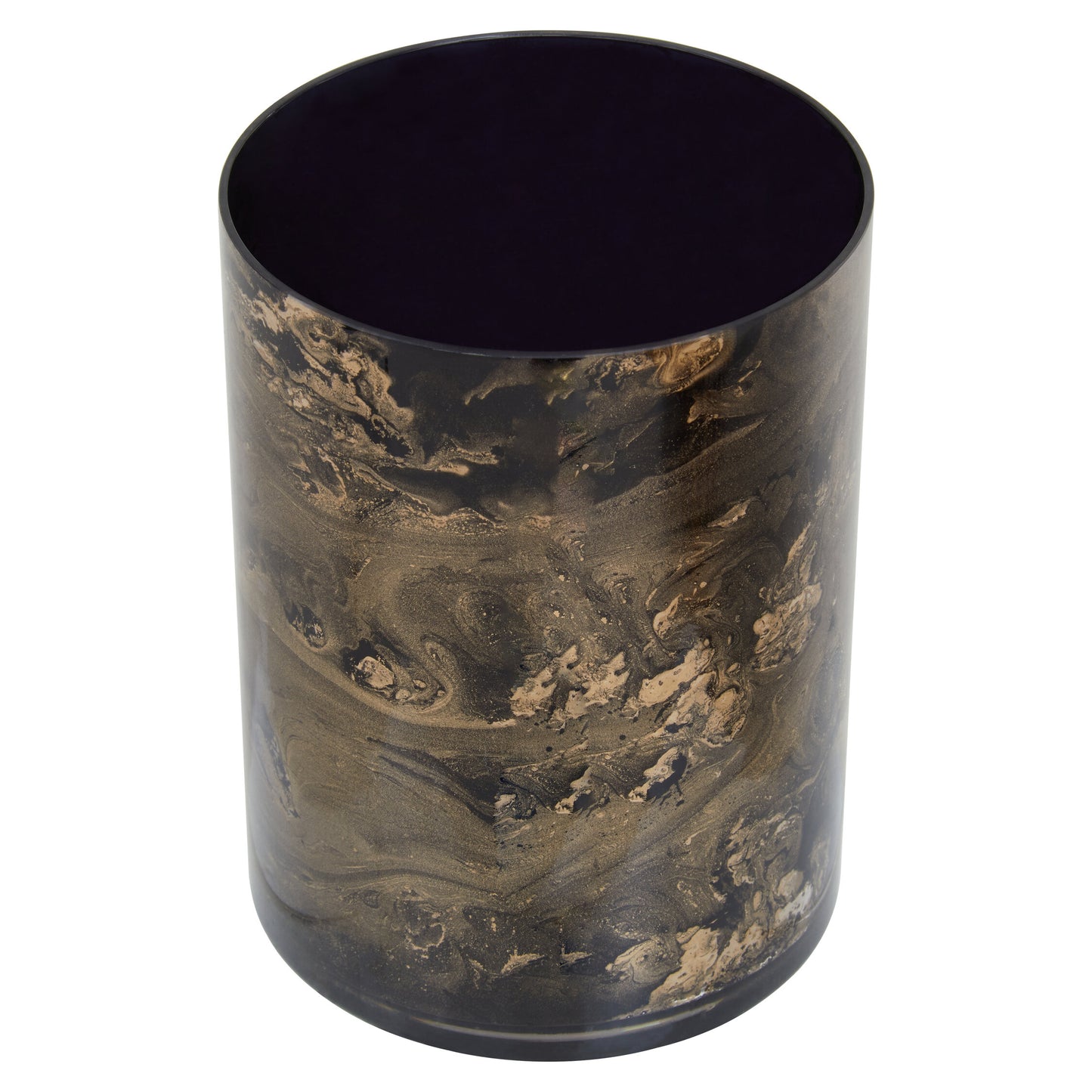 Luxe Decor Small Black Gold Marble Glass Candle Holder