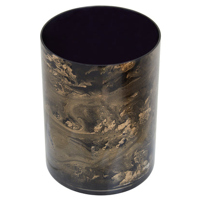 Luxe Decor Small Black Gold Marble Glass Candle Holder