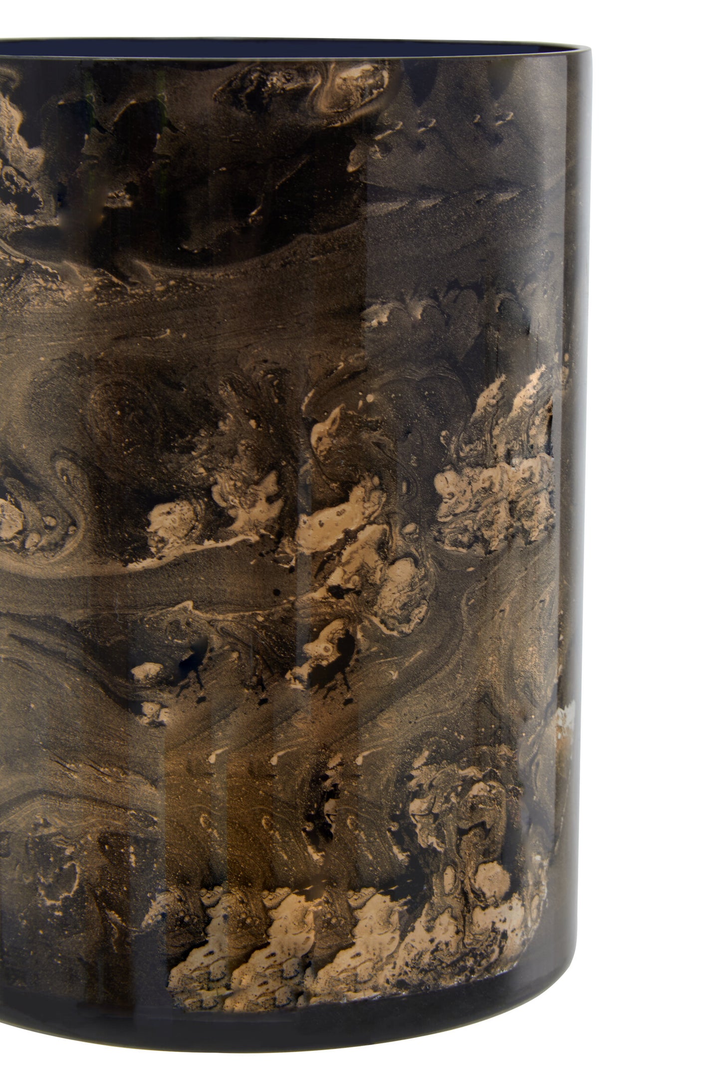 Luxe Decor Small Black Gold Marble Glass Candle Holder