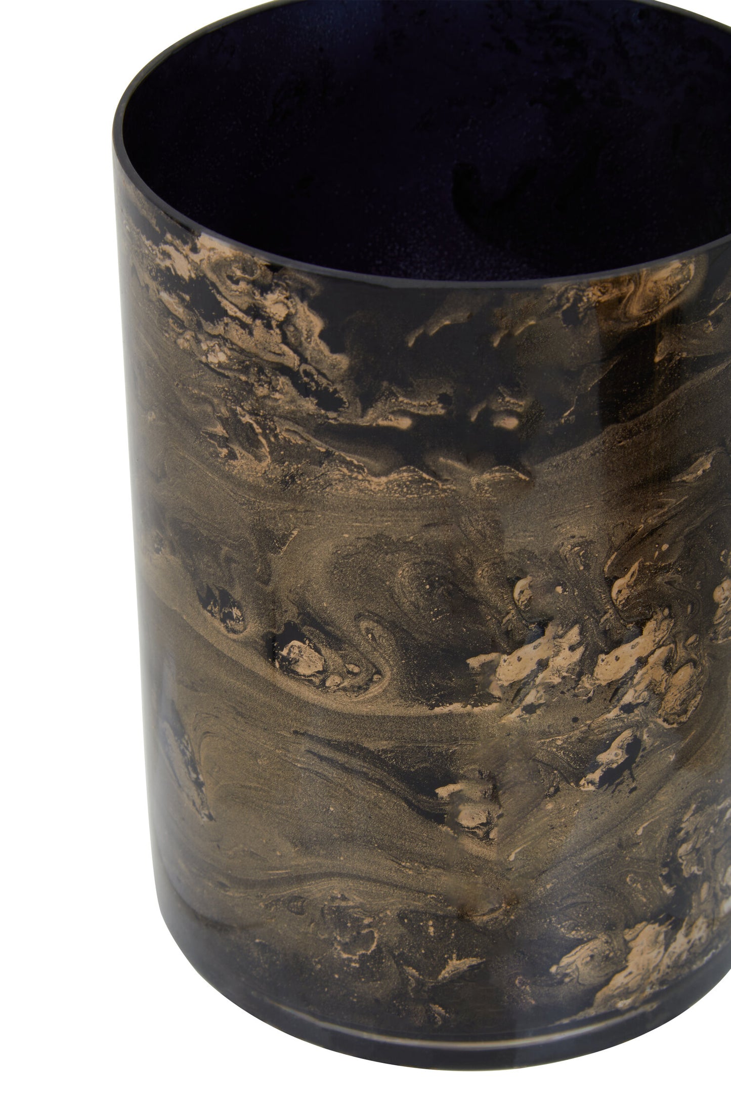 Luxe Decor Small Black Gold Marble Glass Candle Holder