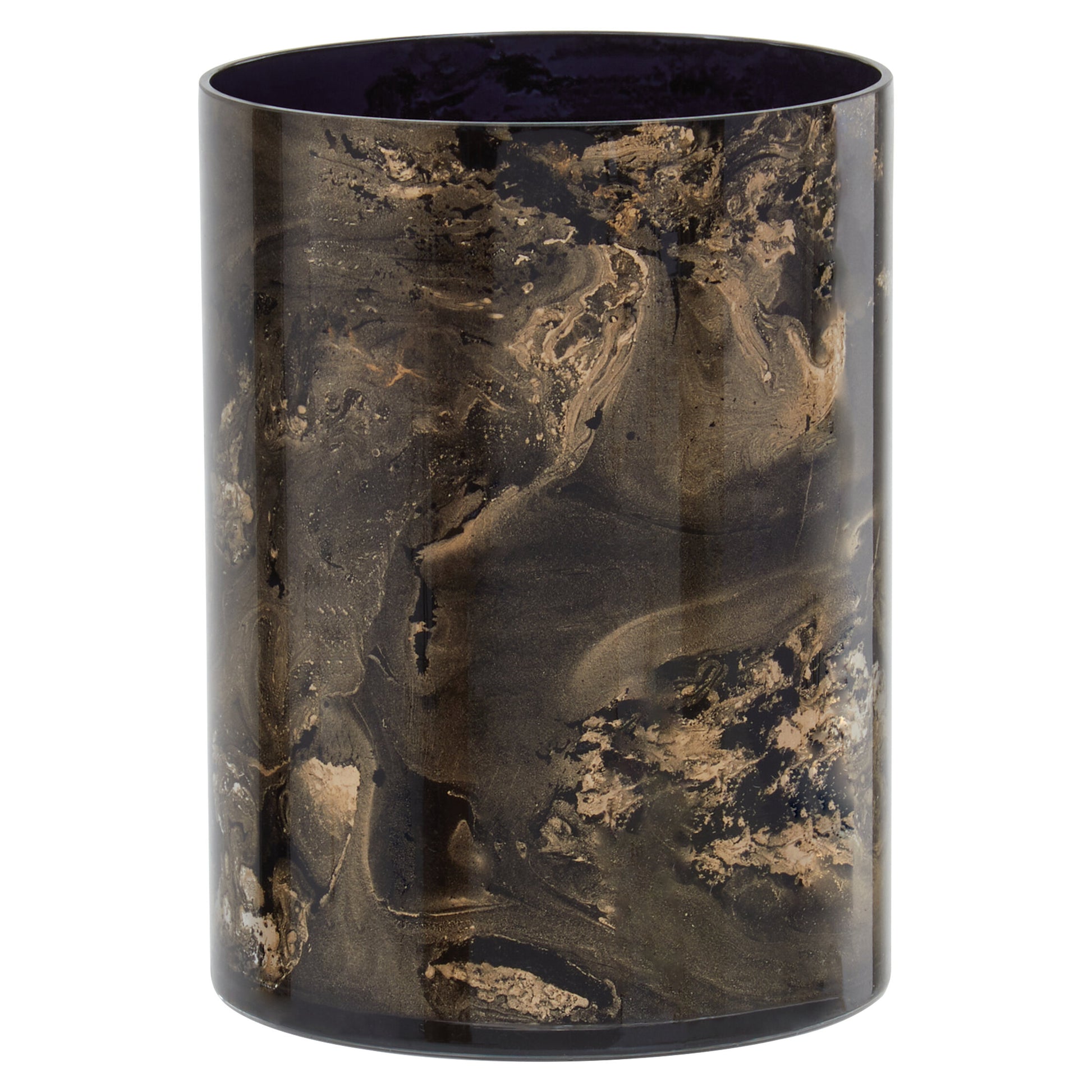 Luxe Decor Small Black Gold Marble Glass Candle Holder | Bali & Blue