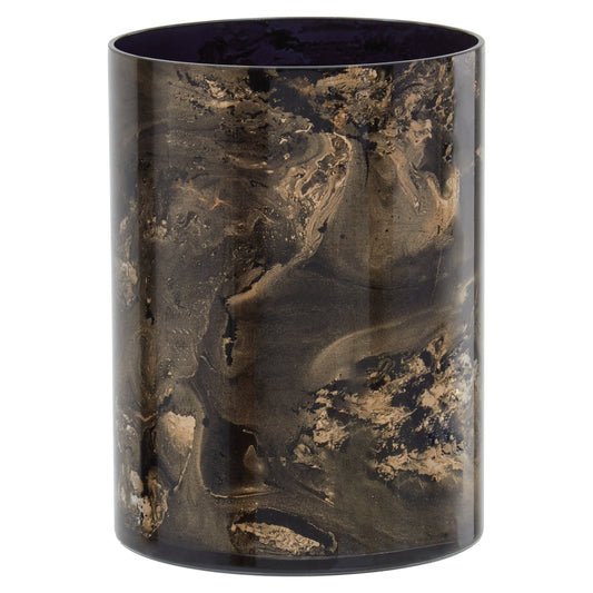 Luxe Decor Small Black Gold Marble Glass Candle Holder | Bali & Blue