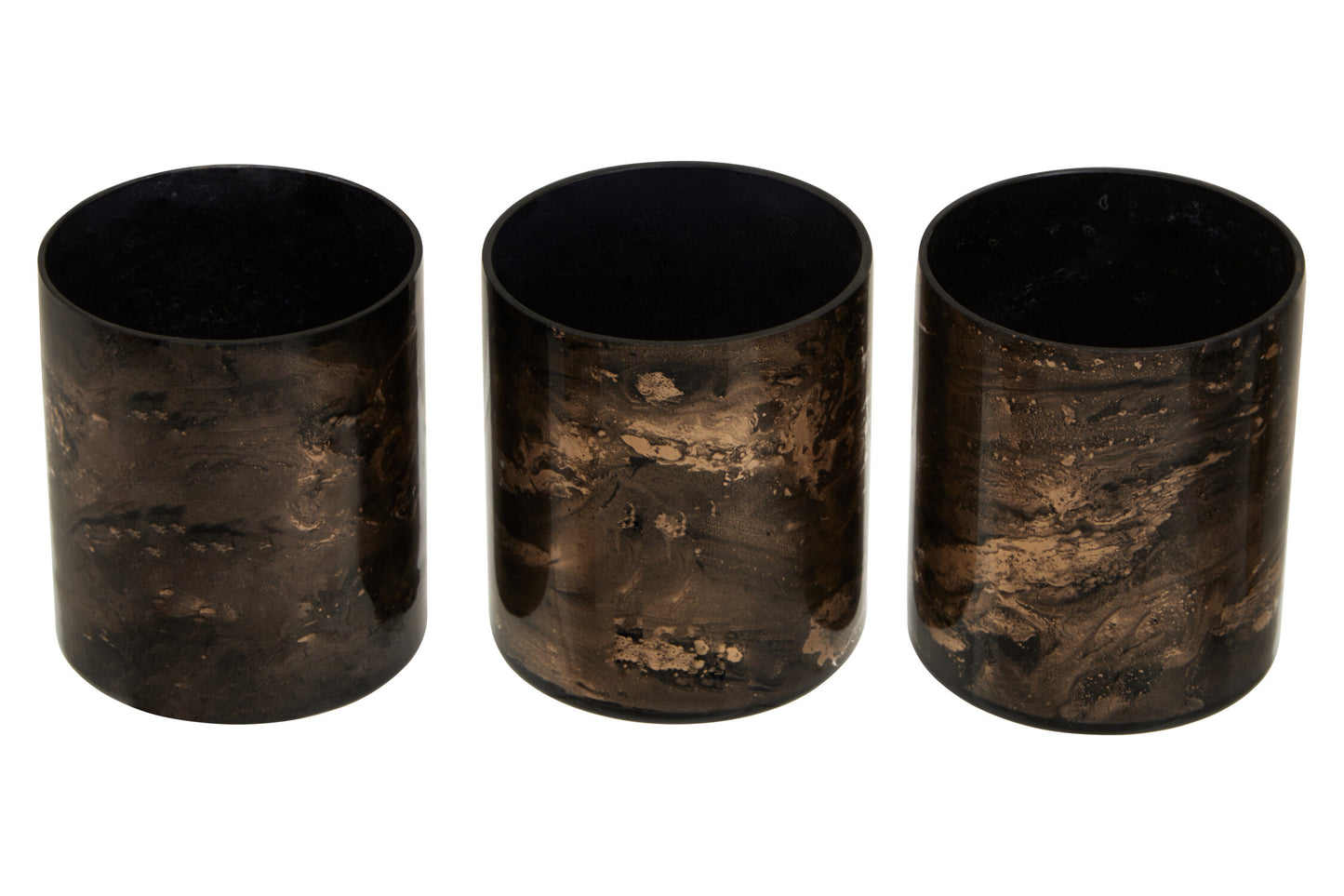 Luxe Decor Set of 3 Black Gold Tealight Holders