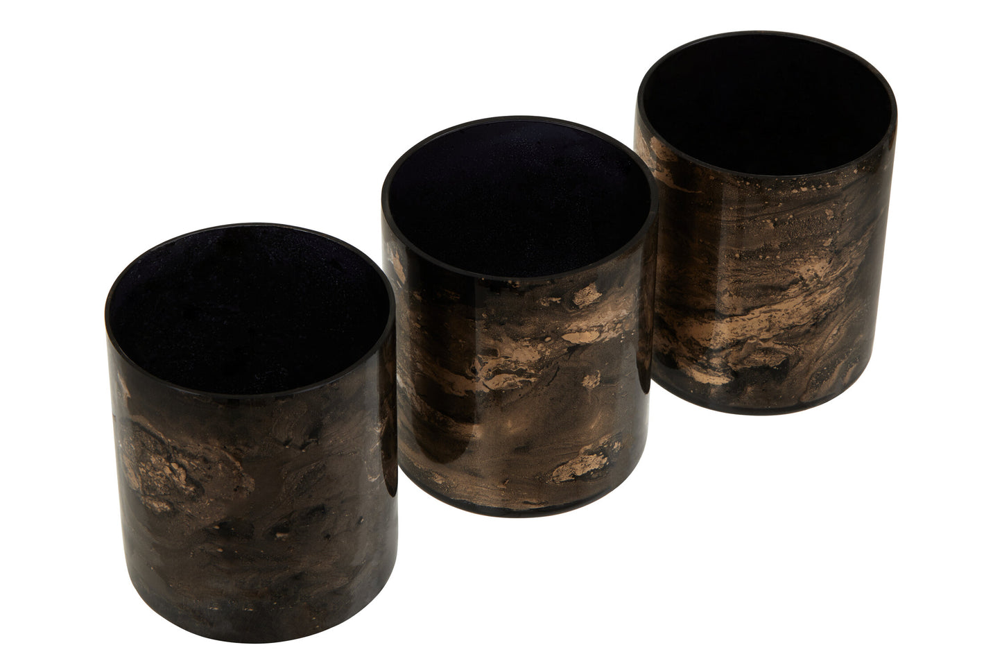 Luxe Decor Set of 3 Black Gold Tealight Holders