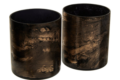 Luxe Decor Set of 3 Black Gold Tealight Holders