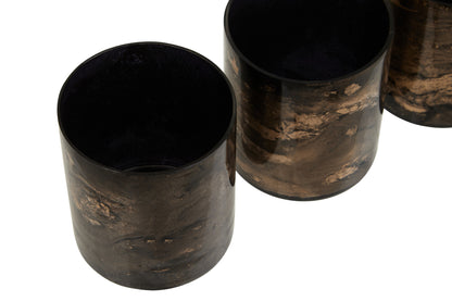 Luxe Decor Set of 3 Black Gold Tealight Holders
