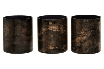 Luxe Decor Set of 3 Black Gold Tealight Holders | Bali & Blue