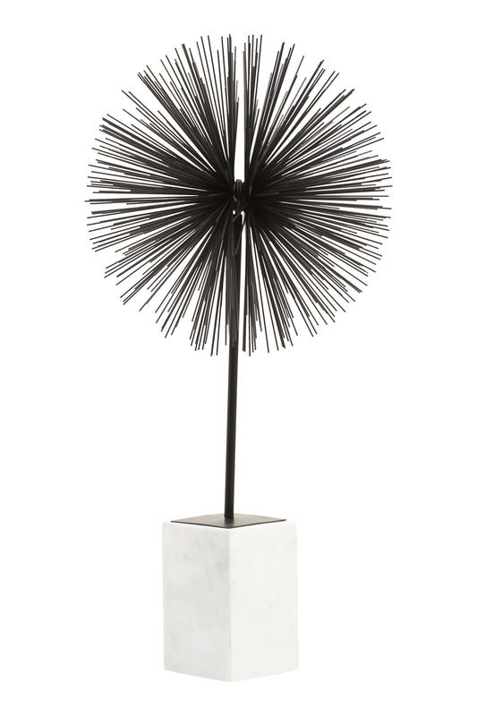 Luxe Decor Black Starburst Sculpture with Marble Base