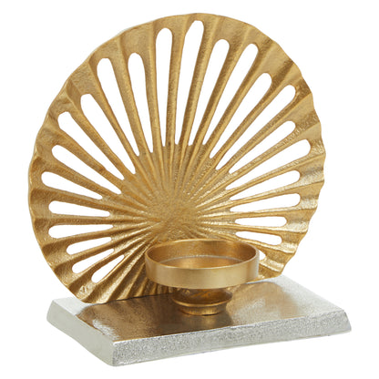 Luxe Decor Small Two Tone Silver Gold Candle Holder