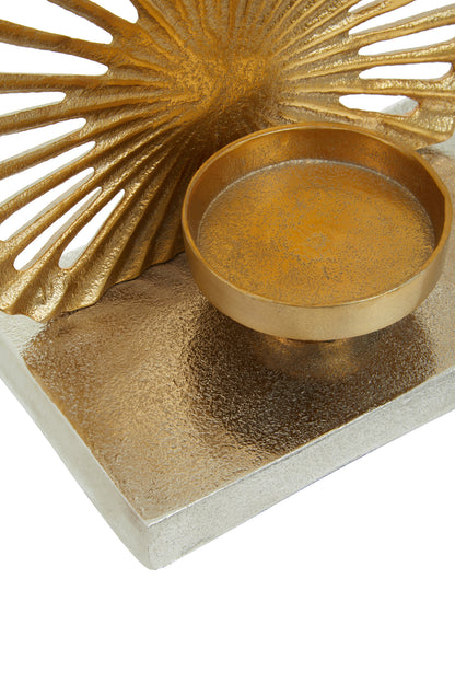 Luxe Decor Small Two Tone Silver Gold Candle Holder