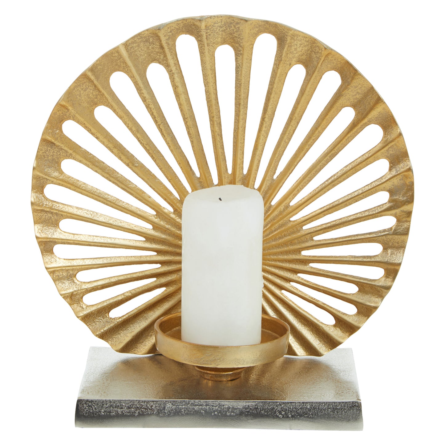 Luxe Decor Large Two Tone Silver Gold Candle Holder