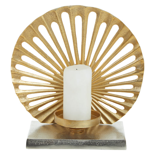 Luxe Decor Large Two Tone Silver Gold Candle Holder