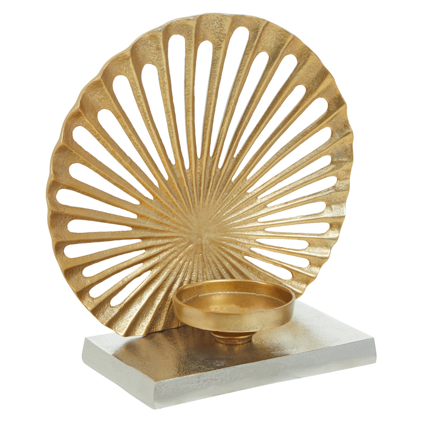 Luxe Decor Large Two Tone Silver Gold Candle Holder