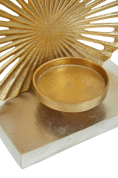 Luxe Decor Large Two Tone Silver Gold Candle Holder