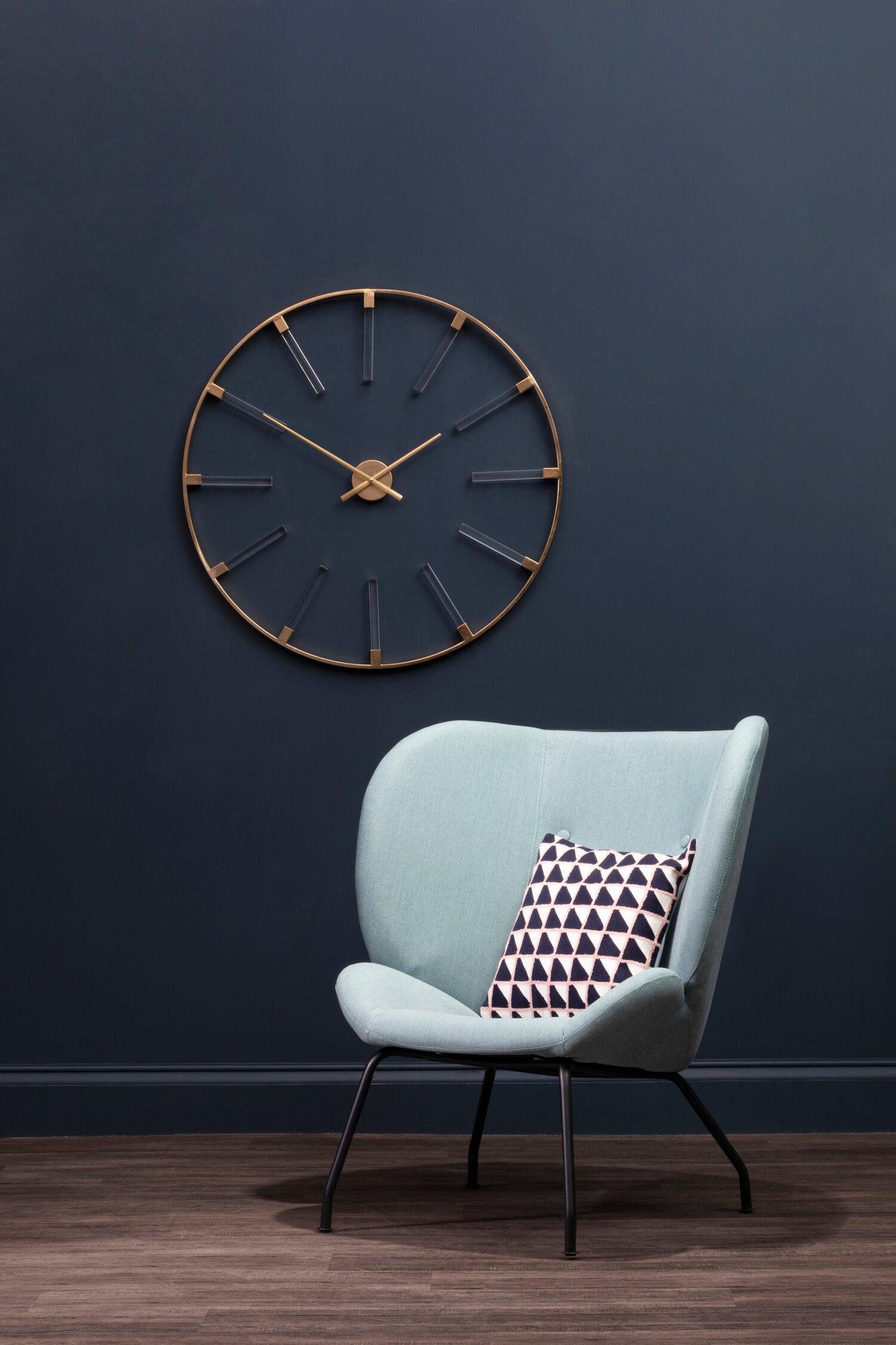Chrono Luxe Gold Round Wall Clock | Bali & Blue