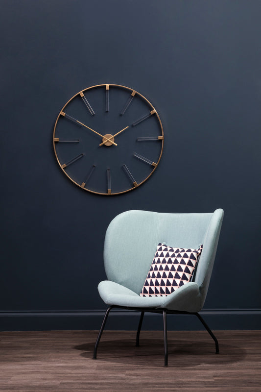 Chrono Luxe Gold Round Wall Clock | Bali & Blue