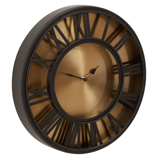 Orlando 41cm Black Antique Gold Wall Clock