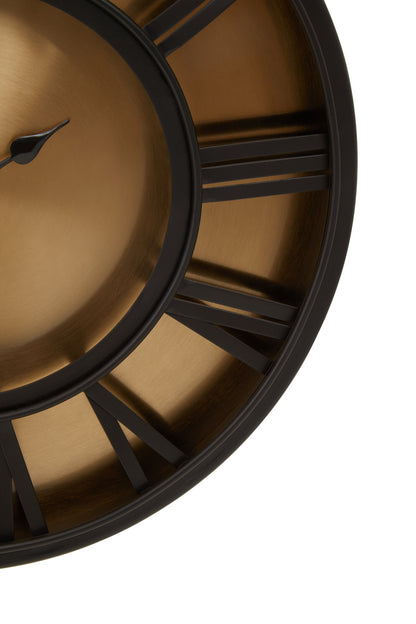 Orlando 41cm Black Antique Gold Wall Clock