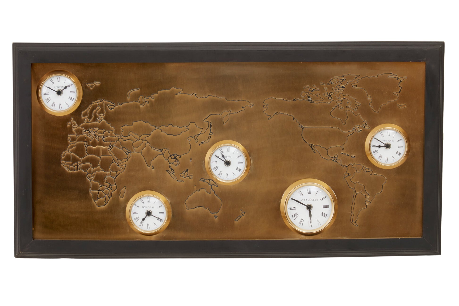 Julius World Map Multi Time Zone Wall Clock | Bali & Blue