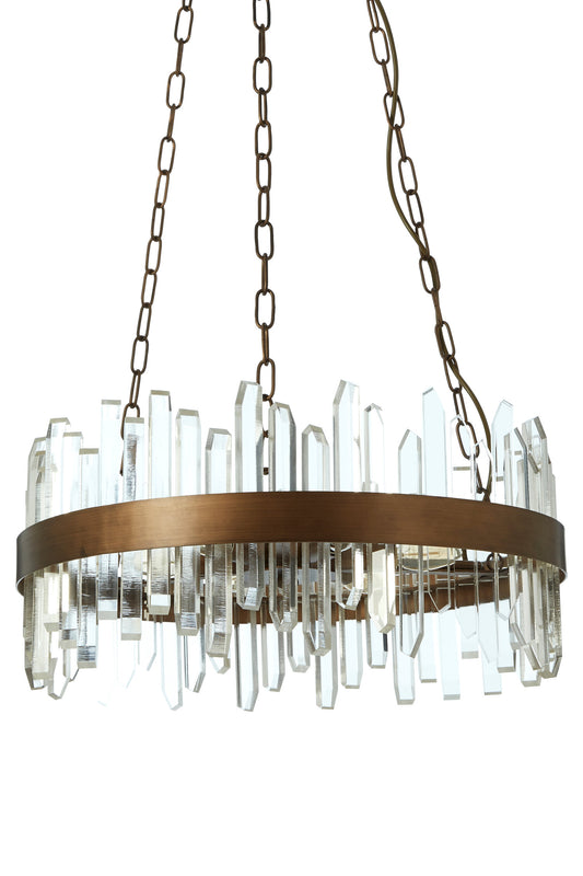 Luna Acrylic Chandelier with Copper Band