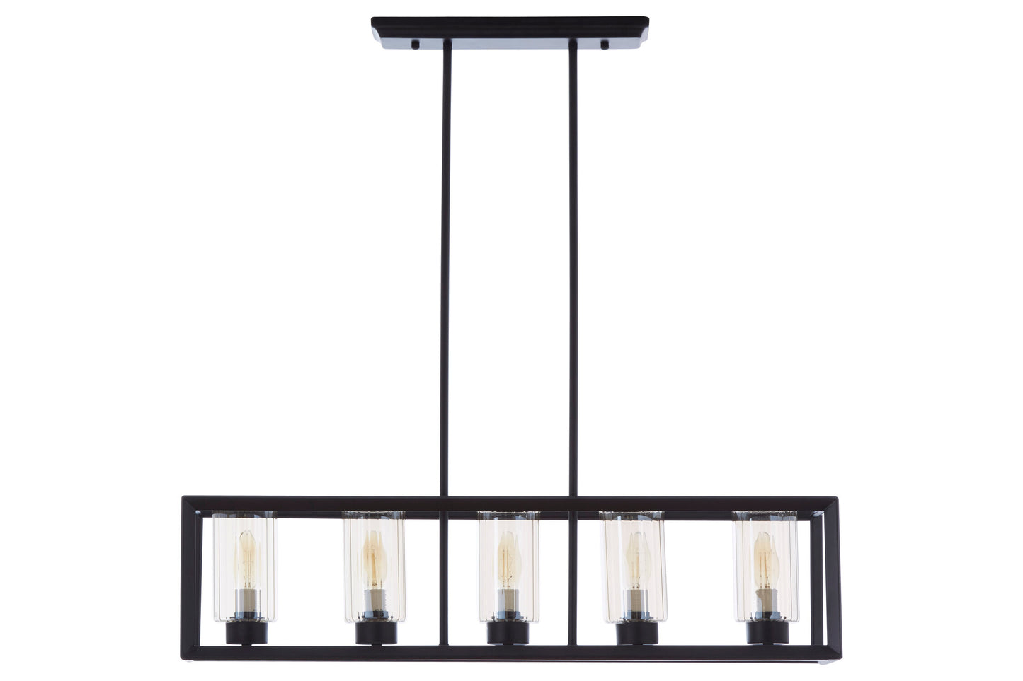 Industrial Long Matte Black Ceiling Light
