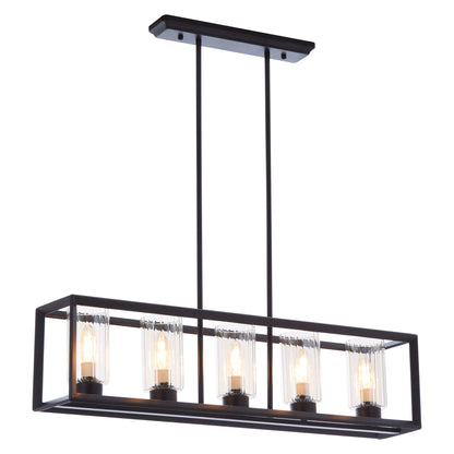 Industrial Long Matte Black Ceiling Light