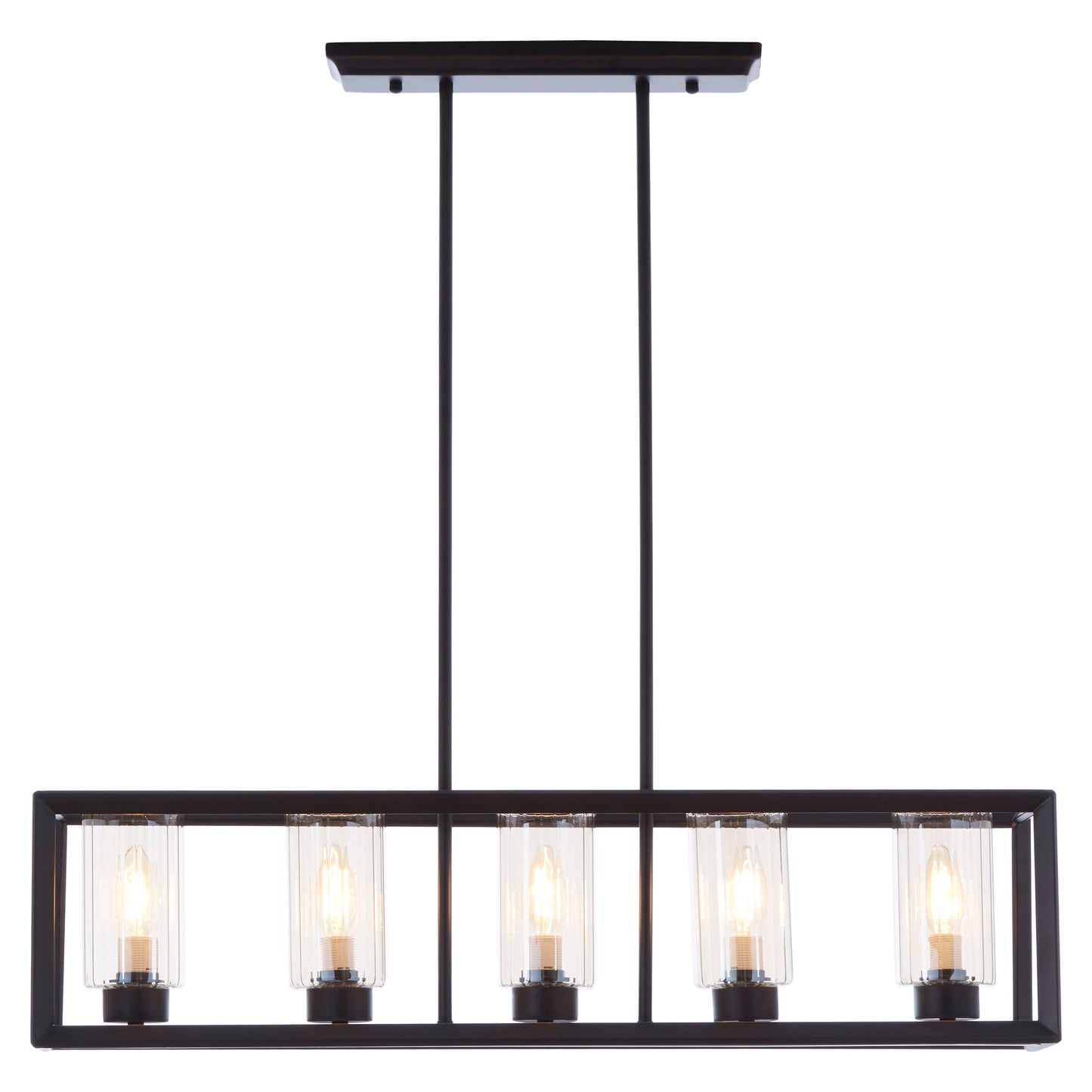 Industrial Long Matte Black Ceiling Light