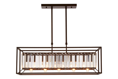 Malone 5 Bulb Dark Bronze and Glass Ceiling Light