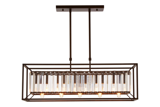 Malone 5 Bulb Dark Bronze and Glass Ceiling Light