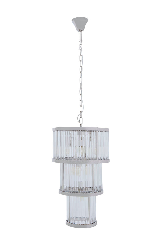 Deco 3 Tier Nickel Finish Chandelier