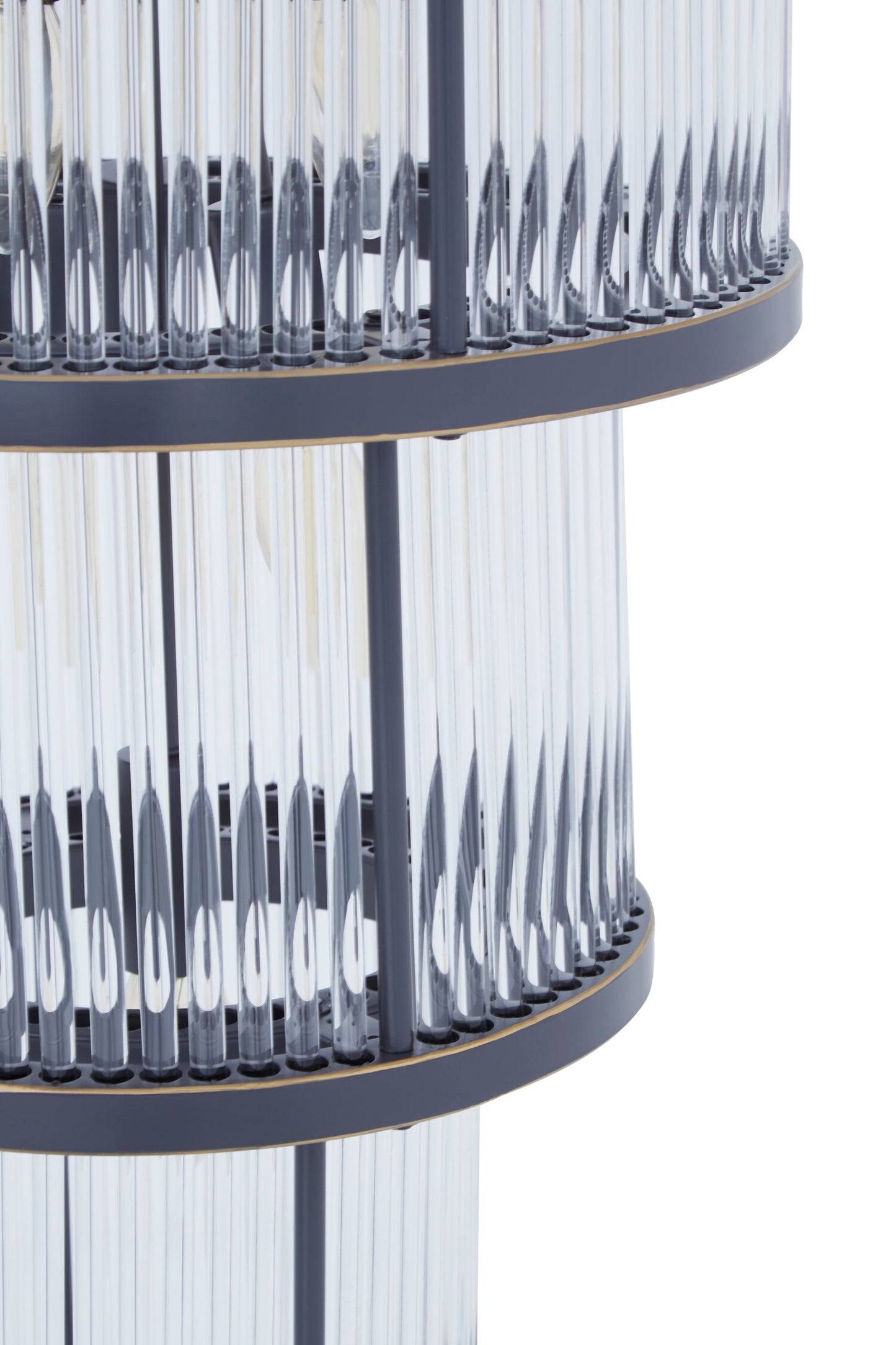 Deco 3 Tier Black Finish Glass Chandelier