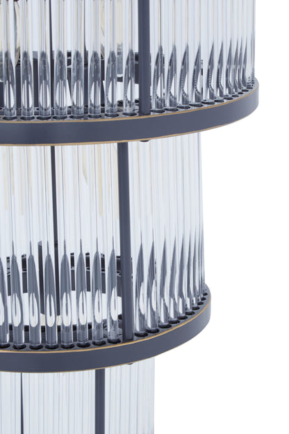 Deco 3 Tier Black Finish Glass Chandelier