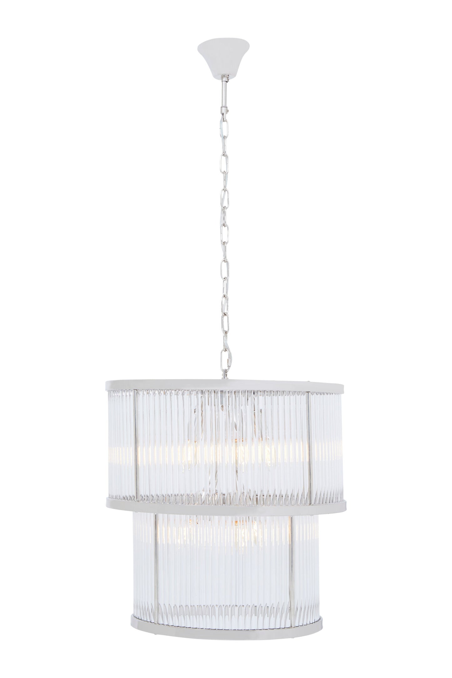 Deco 2 Tier Nickel Finish Glass Chandelier