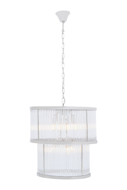 Deco 2 Tier Nickel Finish Glass Chandelier