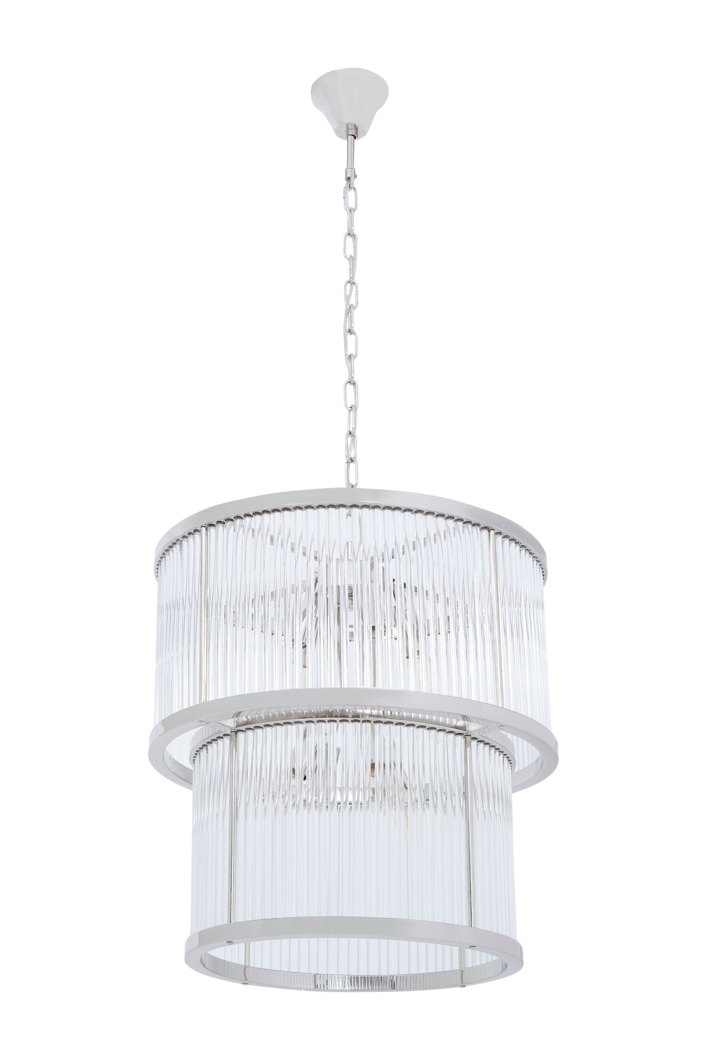 Deco 2 Tier Nickel Finish Glass Chandelier