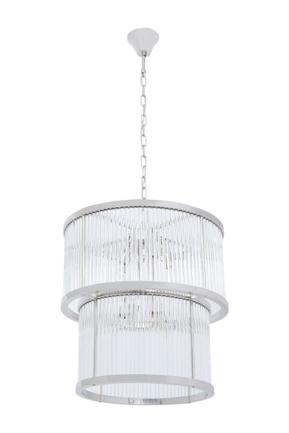 Deco 2 Tier Nickel Finish Glass Chandelier