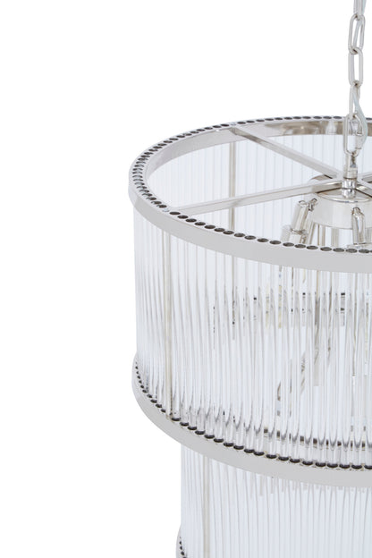 Deco 2 Tier Nickel Finish Glass Chandelier