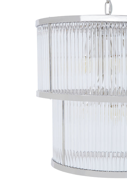 Deco 2 Tier Nickel Finish Glass Chandelier