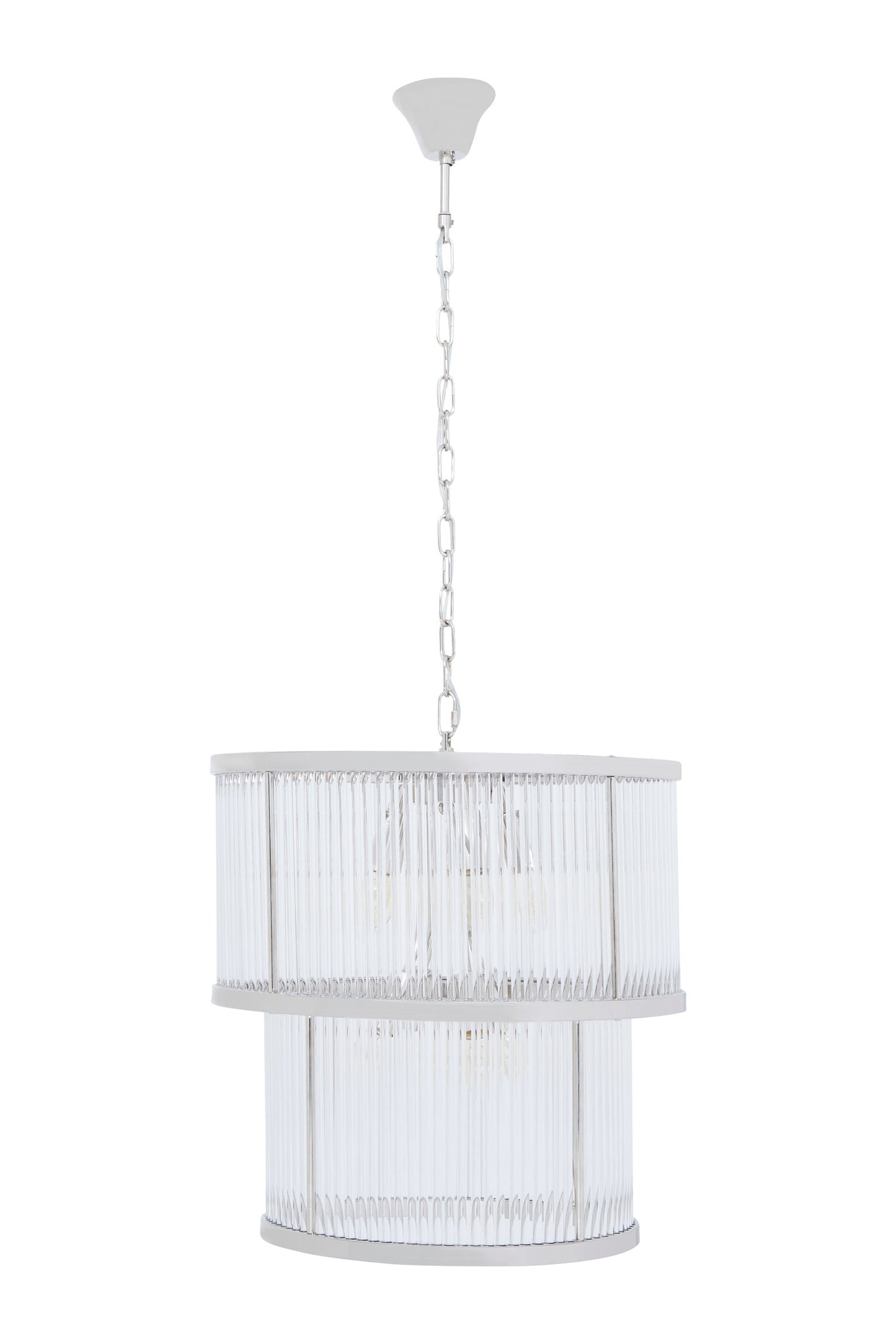 Deco 2 Tier Nickel Finish Glass Chandelier