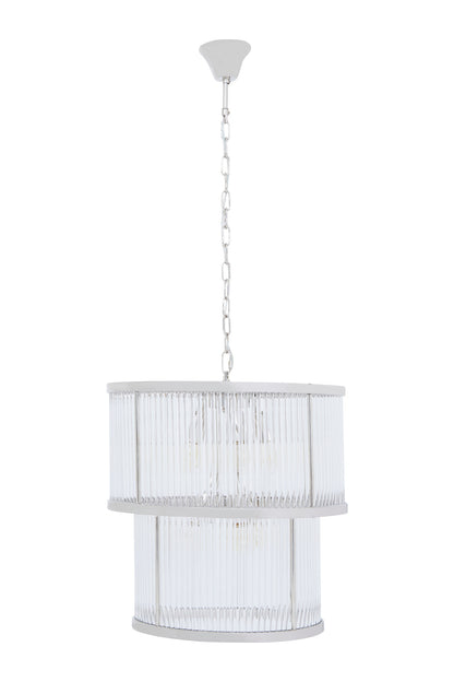 Deco 2 Tier Nickel Finish Glass Chandelier