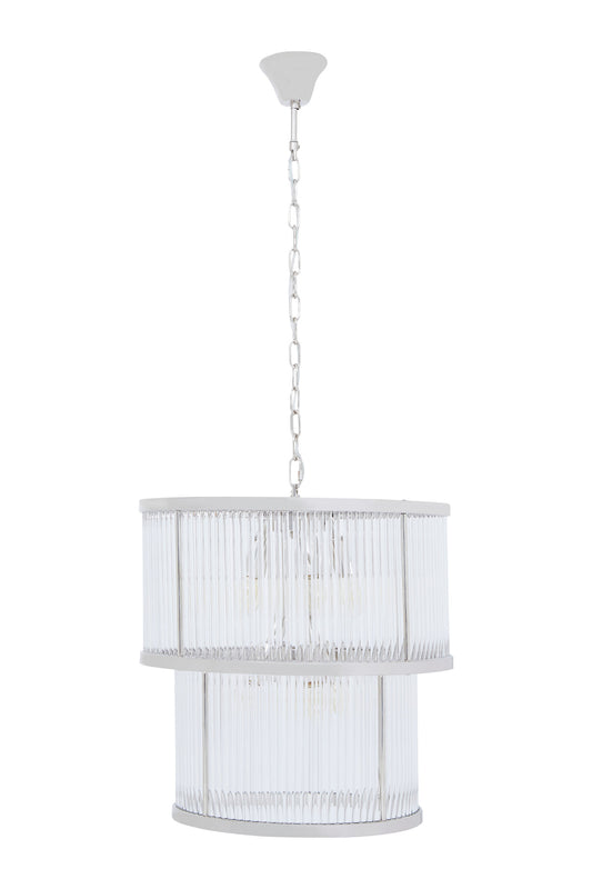 Deco 2 Tier Nickel Finish Glass Chandelier