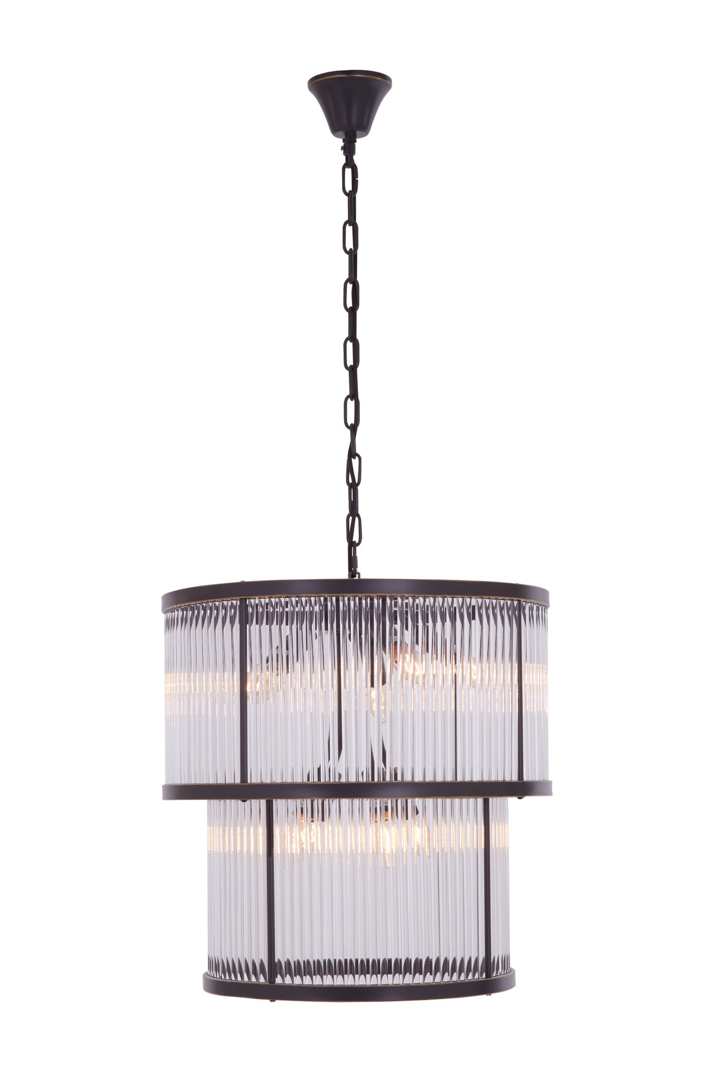 Deco 2 Tier Antique Black Glass Chandelier