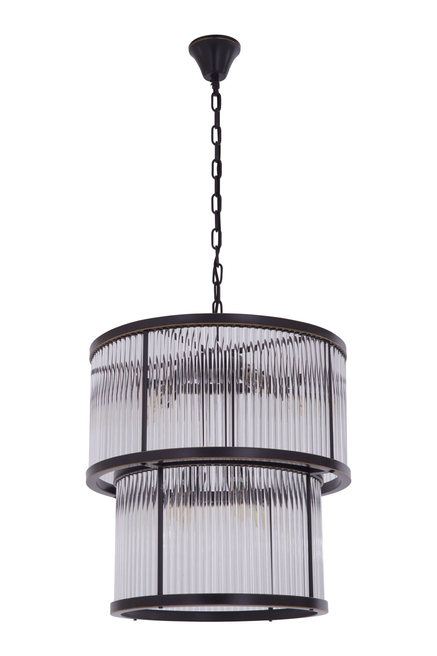 Deco 2 Tier Antique Black Glass Chandelier