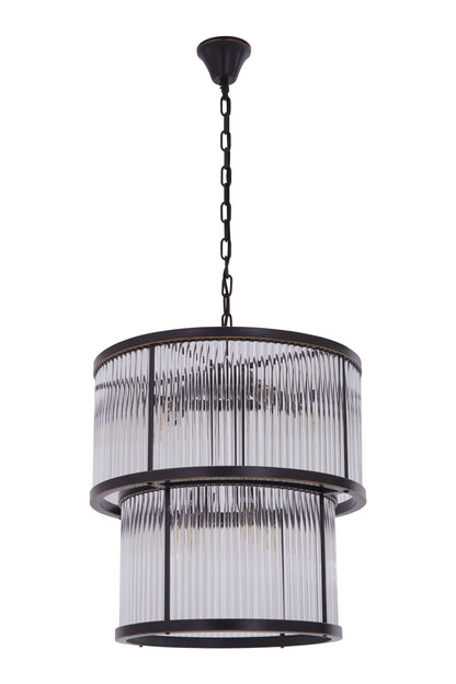 Deco 2 Tier Antique Black Glass Chandelier