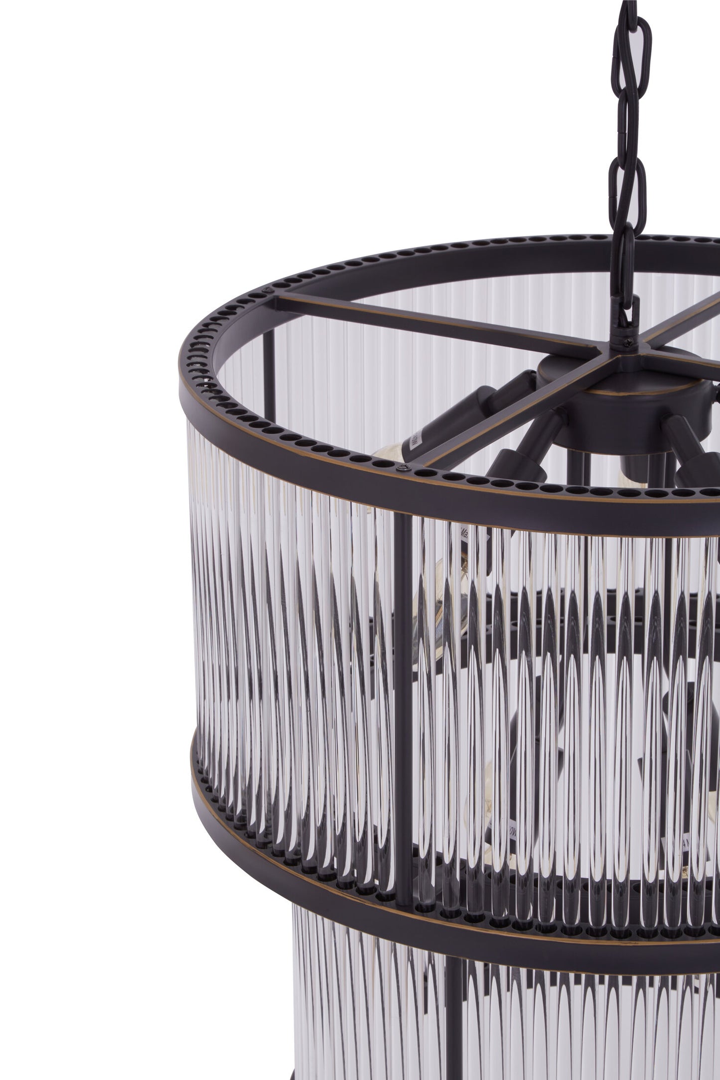 Deco 2 Tier Antique Black Glass Chandelier