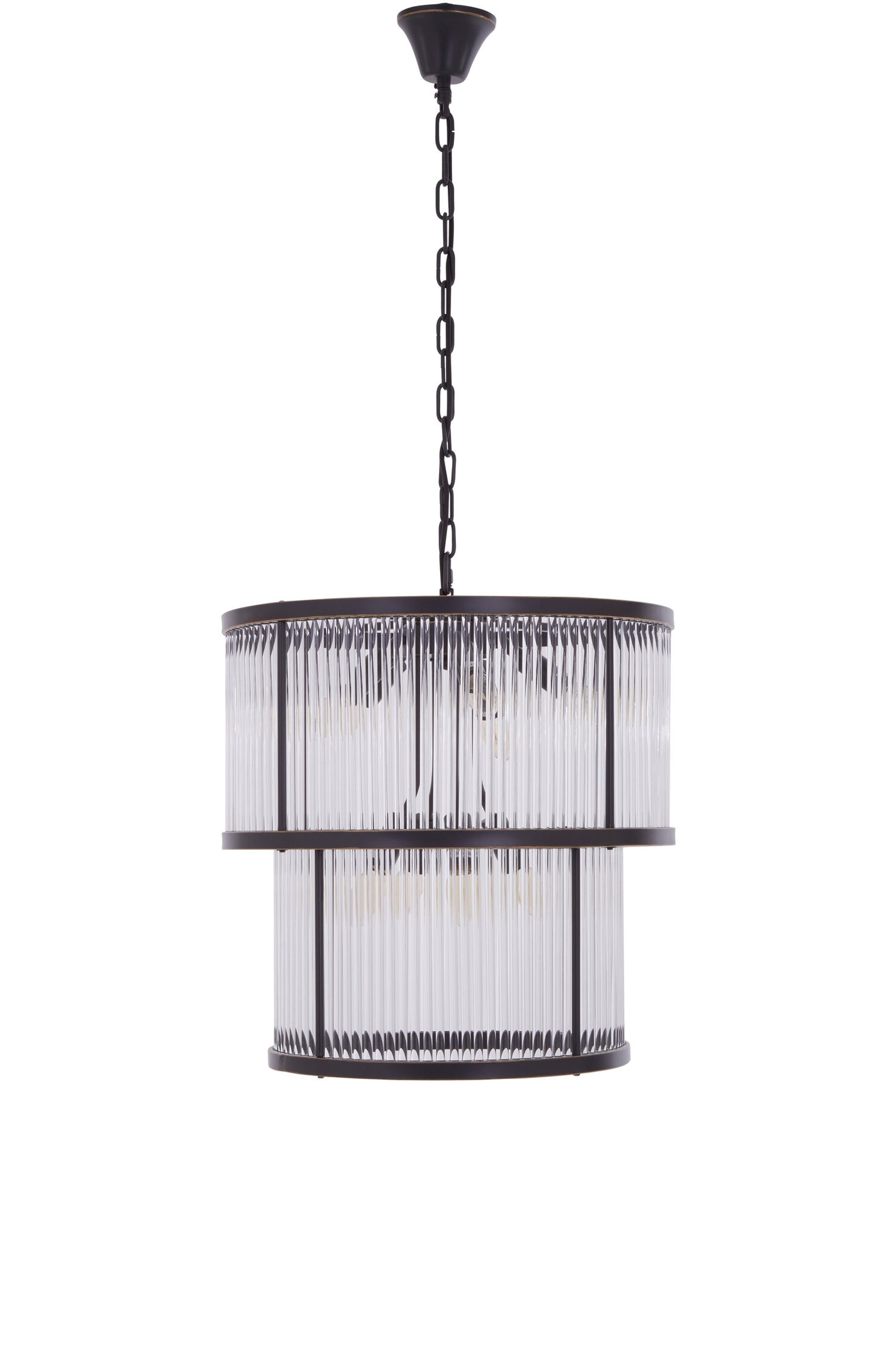 Deco 2 Tier Antique Black Glass Chandelier
